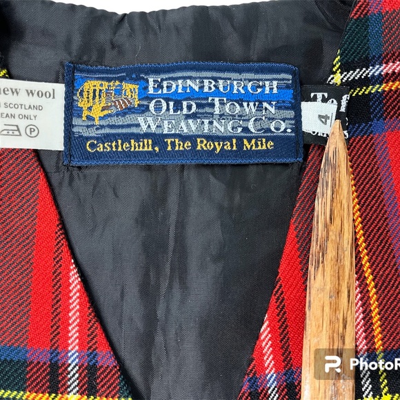Edinburgh Pure New Wool Old Town Weaving Company Red Tartan Vest Waistcoat 4 Kid - Picture 5 of 10
